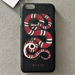 Gucci Serpent Print Phone Case in Black/Red, New in Box